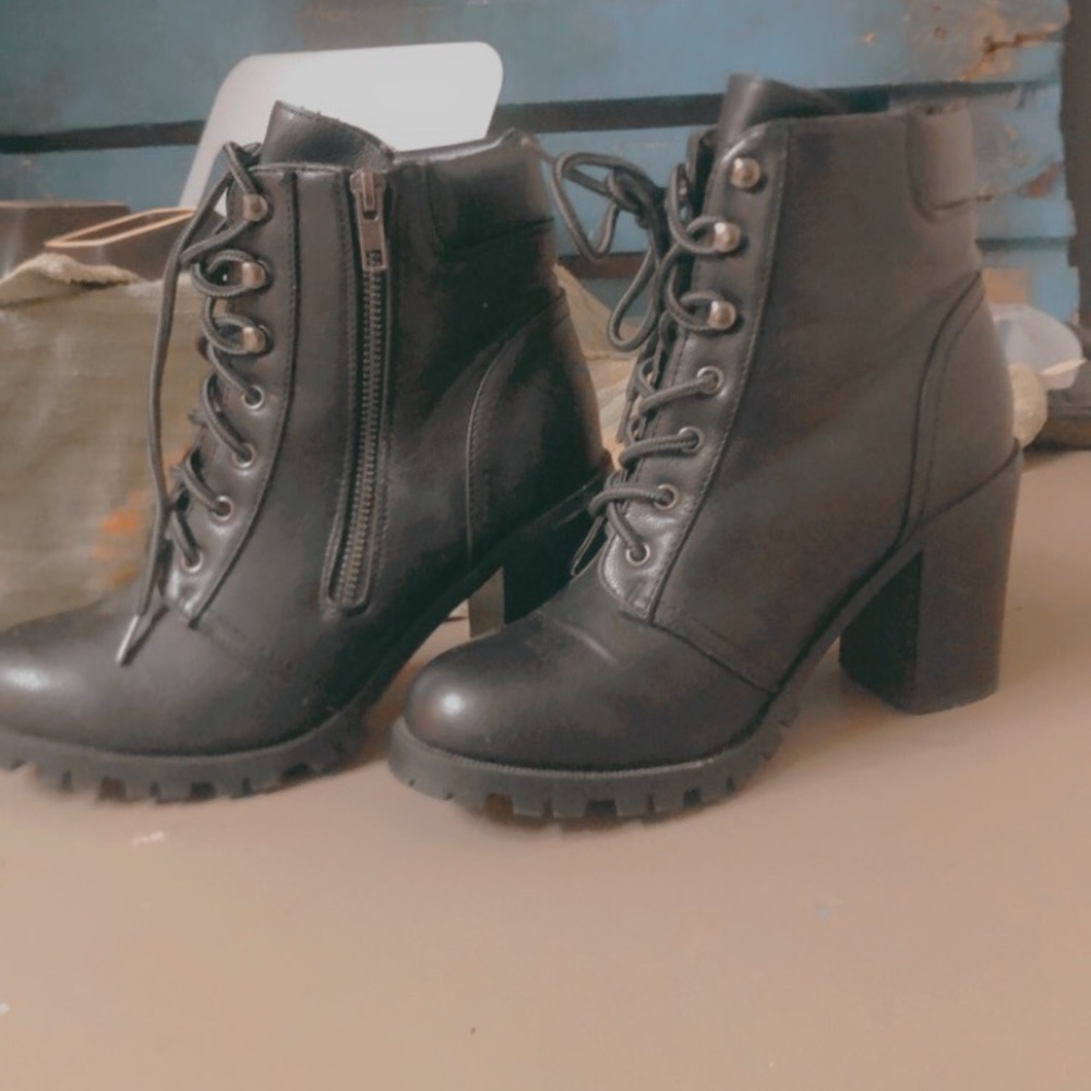 Tilly women’s black heeled combat boots